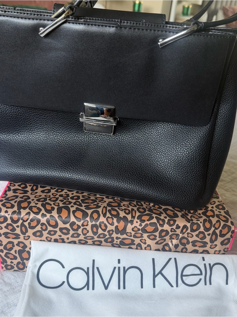 Calvin Klein Black Purse with Silver Hardware